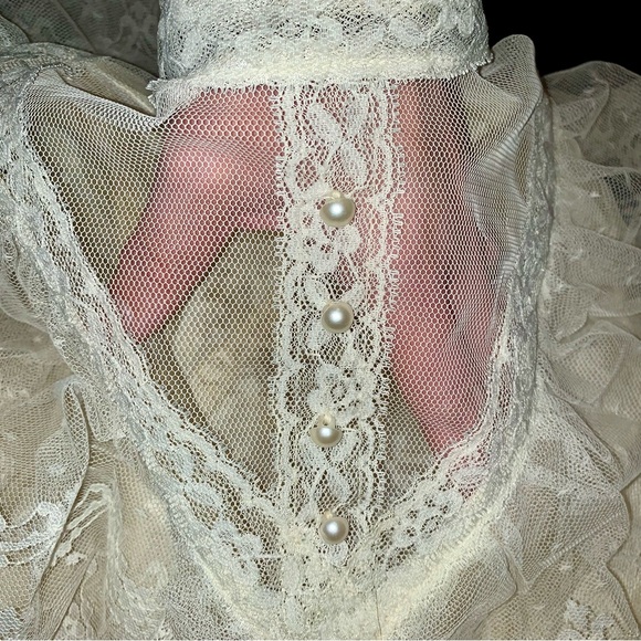 v i n t a g e :: Romantic Cottagecore Floral Lace Maxi Dress Bishop Sleeves - Picture 13 of 16